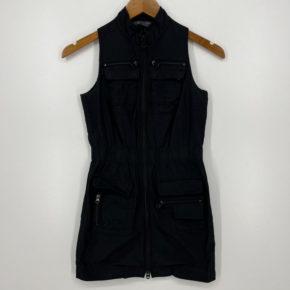 Armani Exchange Vest Jumpsuit Dress Women's P0 Petite Black Full Zip Safari